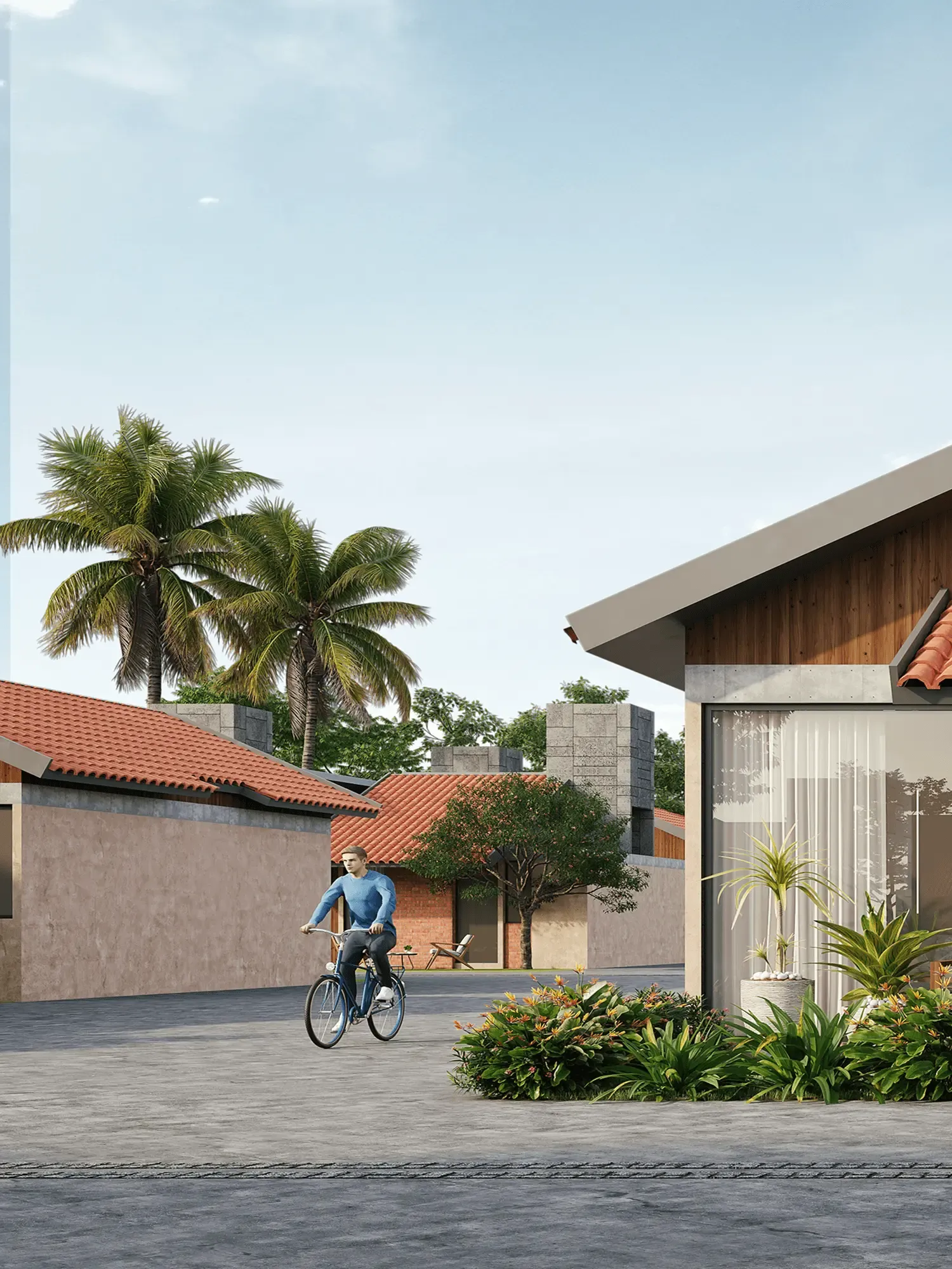 Illustrative villa courtyard with palm trees, from another Stonecraft project