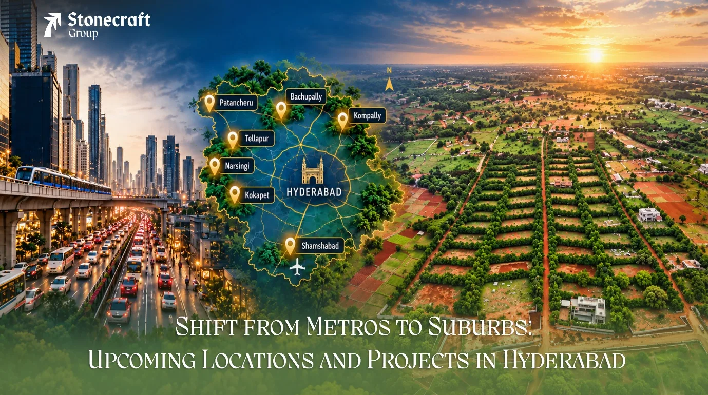 Hyderabad skyline and growing suburban real estate corridors